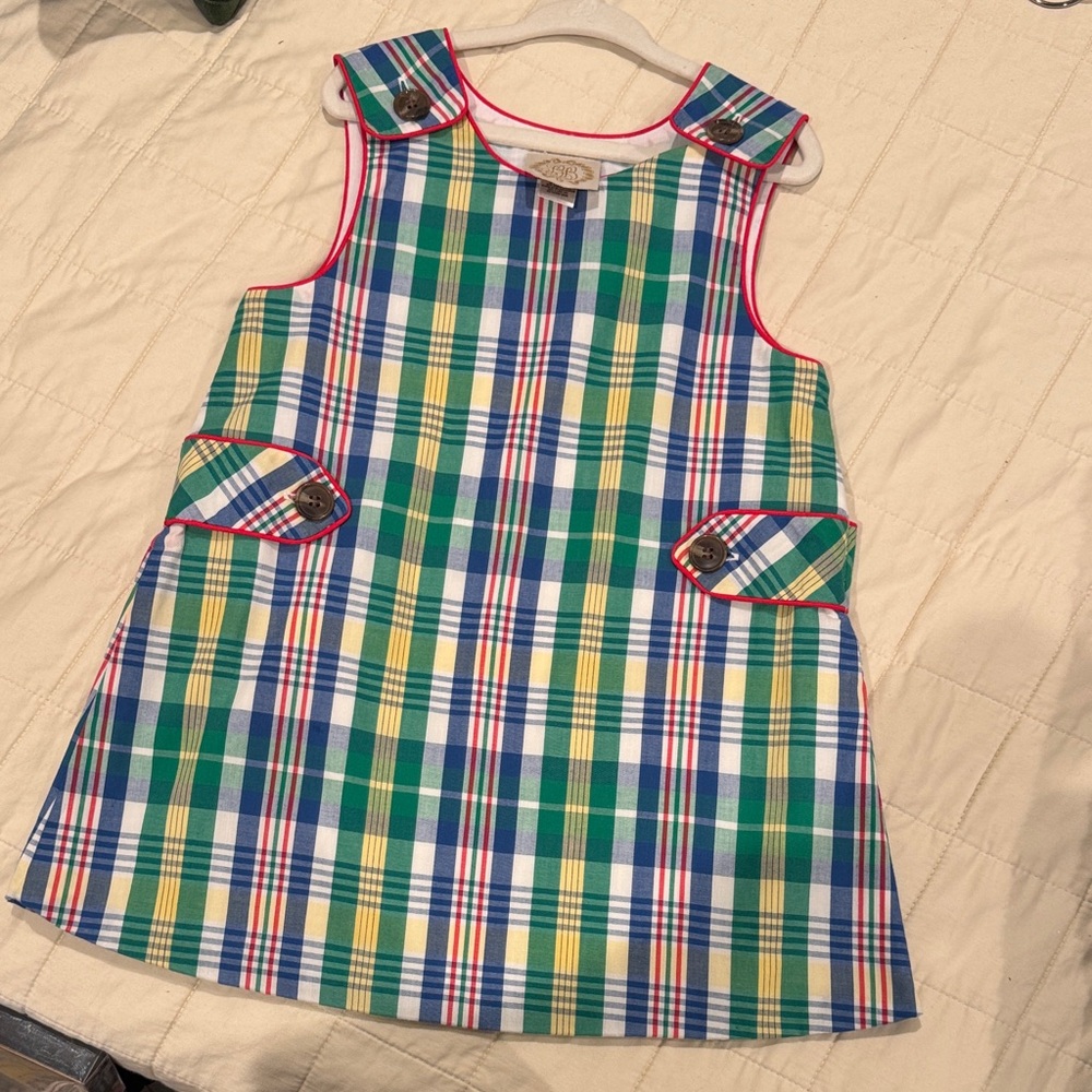 TBBC 4T Plaid Sleeveless Dress with Button Accents